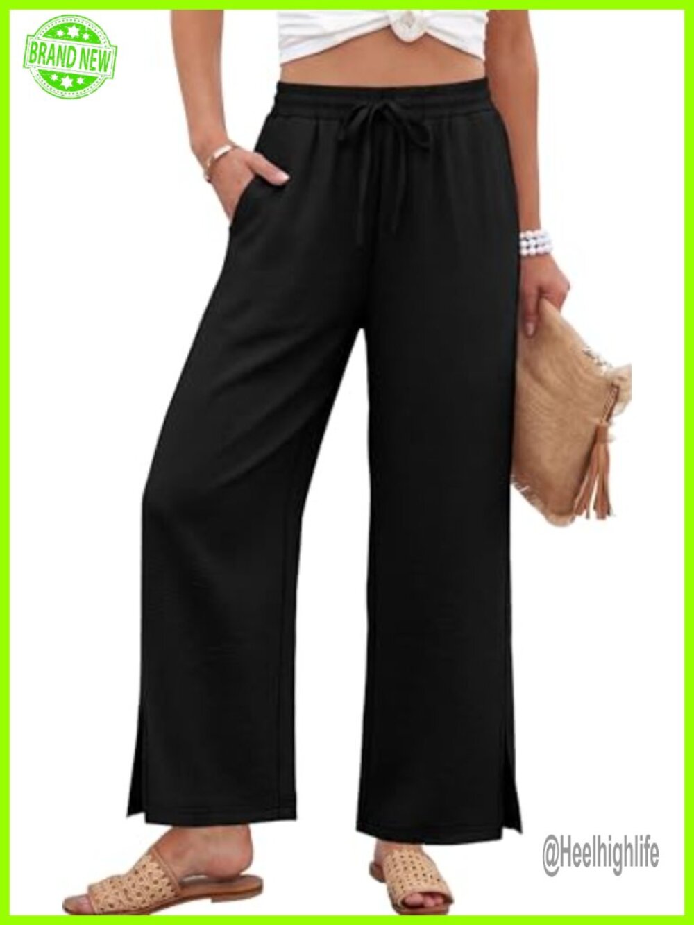 Wide Leg Palazzo Lounge Pants 100% Polyester Drawstring Beach Trousers